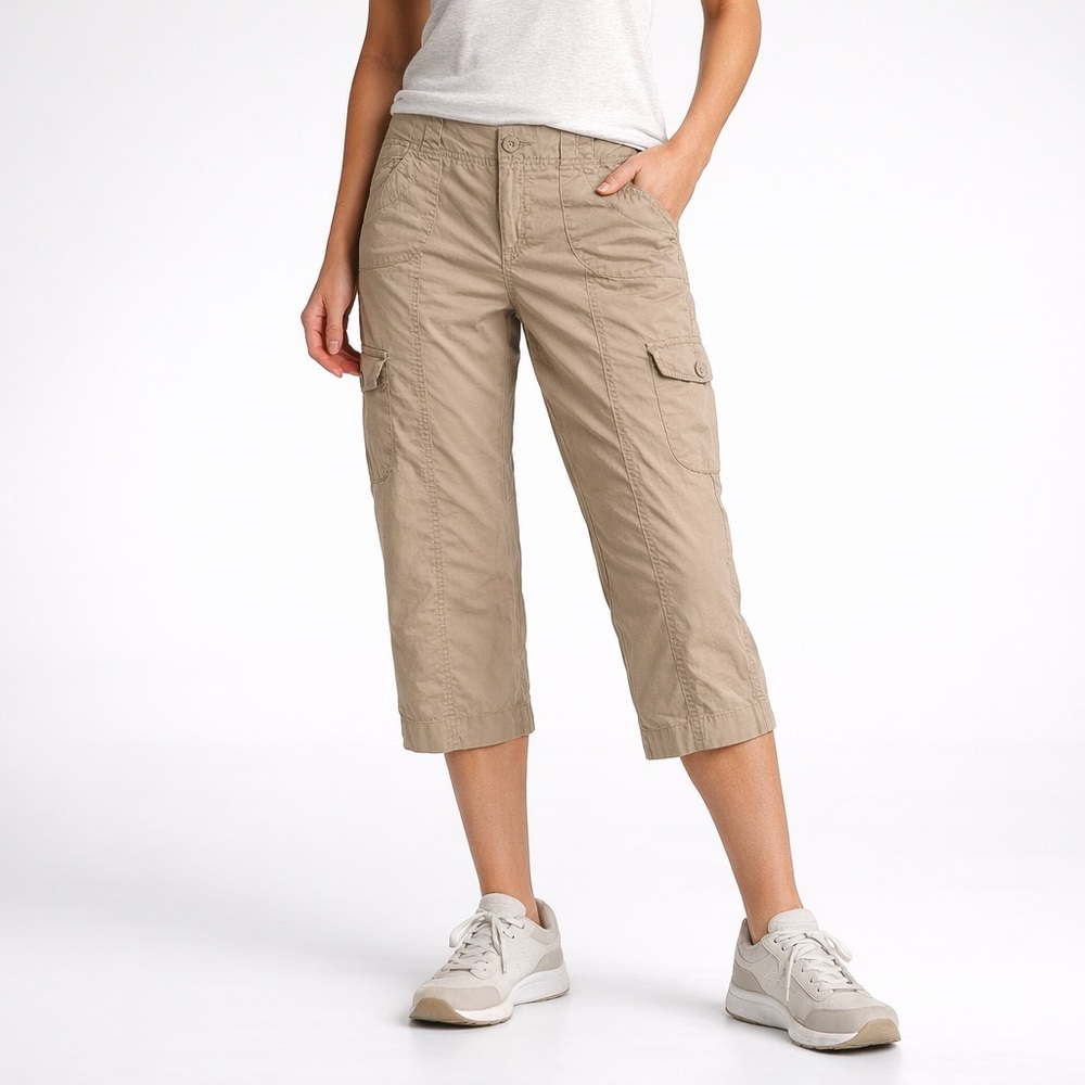 BCG Khaki Cargo Capri Pants Womens Size 6 Utility Casual